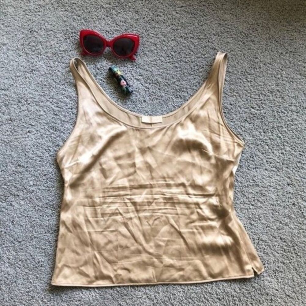 VALENTINO Cream/Beige Silk Dressy Tank Top Blouse